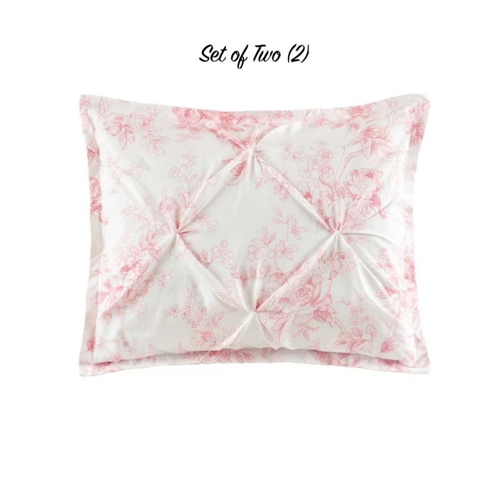 Set of 2 | Armoire Collection Toile Floral Pillow Standard Shams Pink